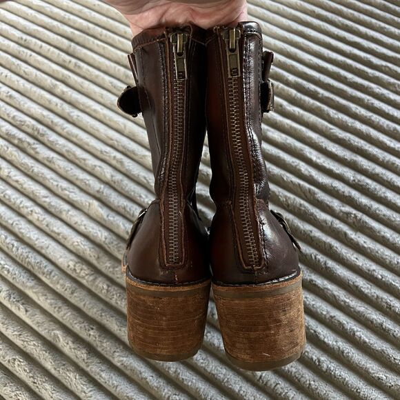 ROCKETDOG Leather Retro Style Ankle Boots With Buckles Brown Women US 9 M - Picture 7 of 16